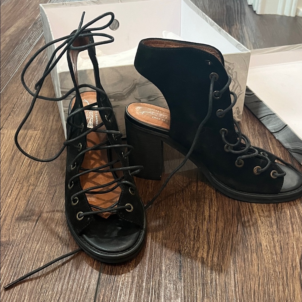 Jeffrey Campbell Black Lace-Up Bootie